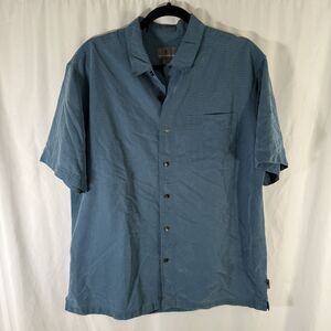Royal Robbins Shirt Men's Large Blue Plaid Button Up Short Sleeve Relaxed Fit